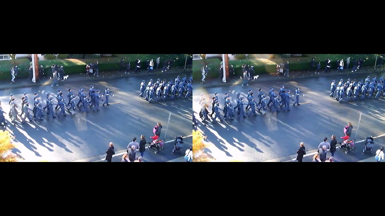 Remembrance Day Parade, Port Coquitlam, B C , Canada, 2015 3D Cross Eyed SBS,1920x540