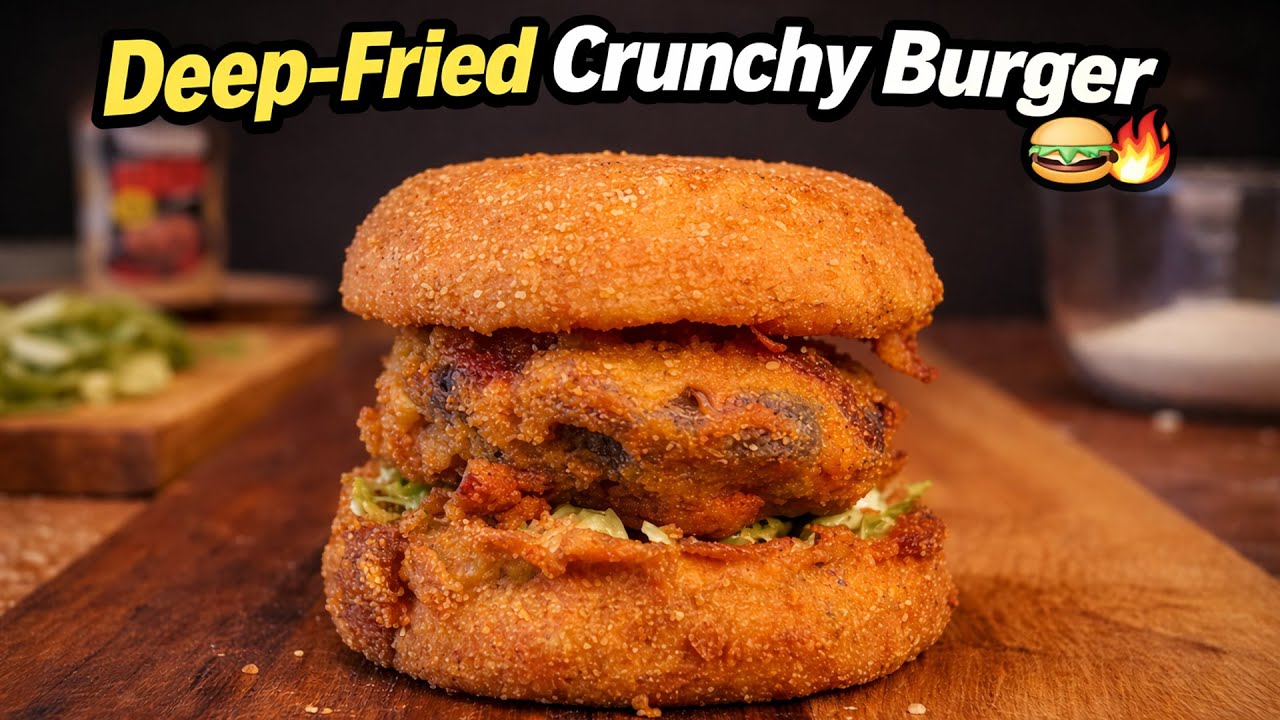 Хрустящий бургер во фритюре 🍔🔥 | Мягкая булочка &rarr; Ultimate Crunch