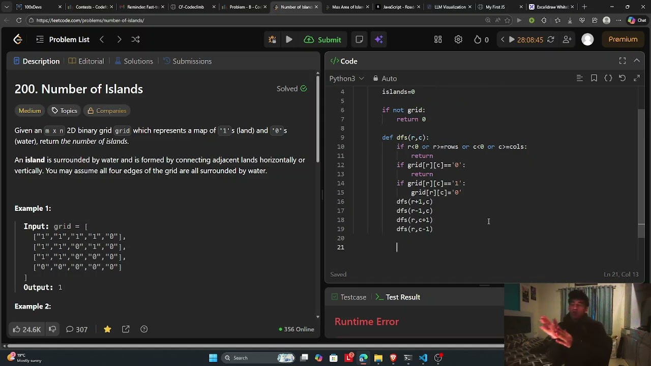 Leetcode -200(No  of islands) so many mistakes maybe i am still bad(Python)