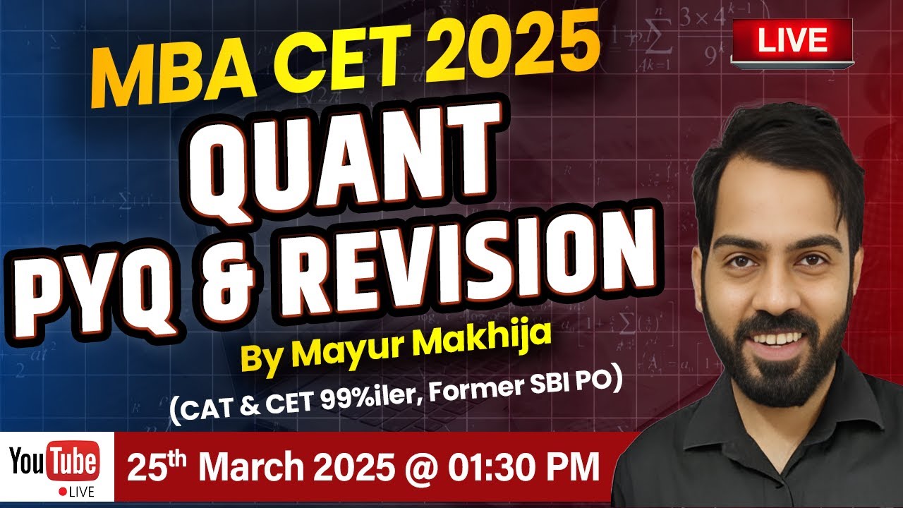 Quant PYQs Revision II Target MBA CET 2025 II Mayur Makhija #mba #mba2025 #mbacetexam #mbaquant
