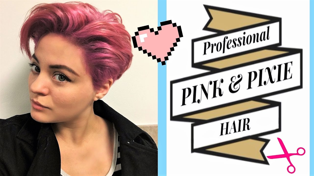 Professionally Dyed PINK hair color and Pixie cut!