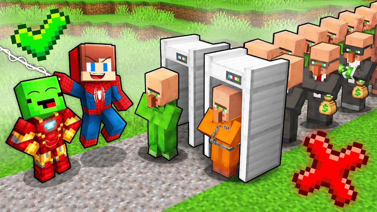 JJ Spider-Man and Mikey Iron Man Use X-RAY to Check Villagers in Minecraft - Maizen