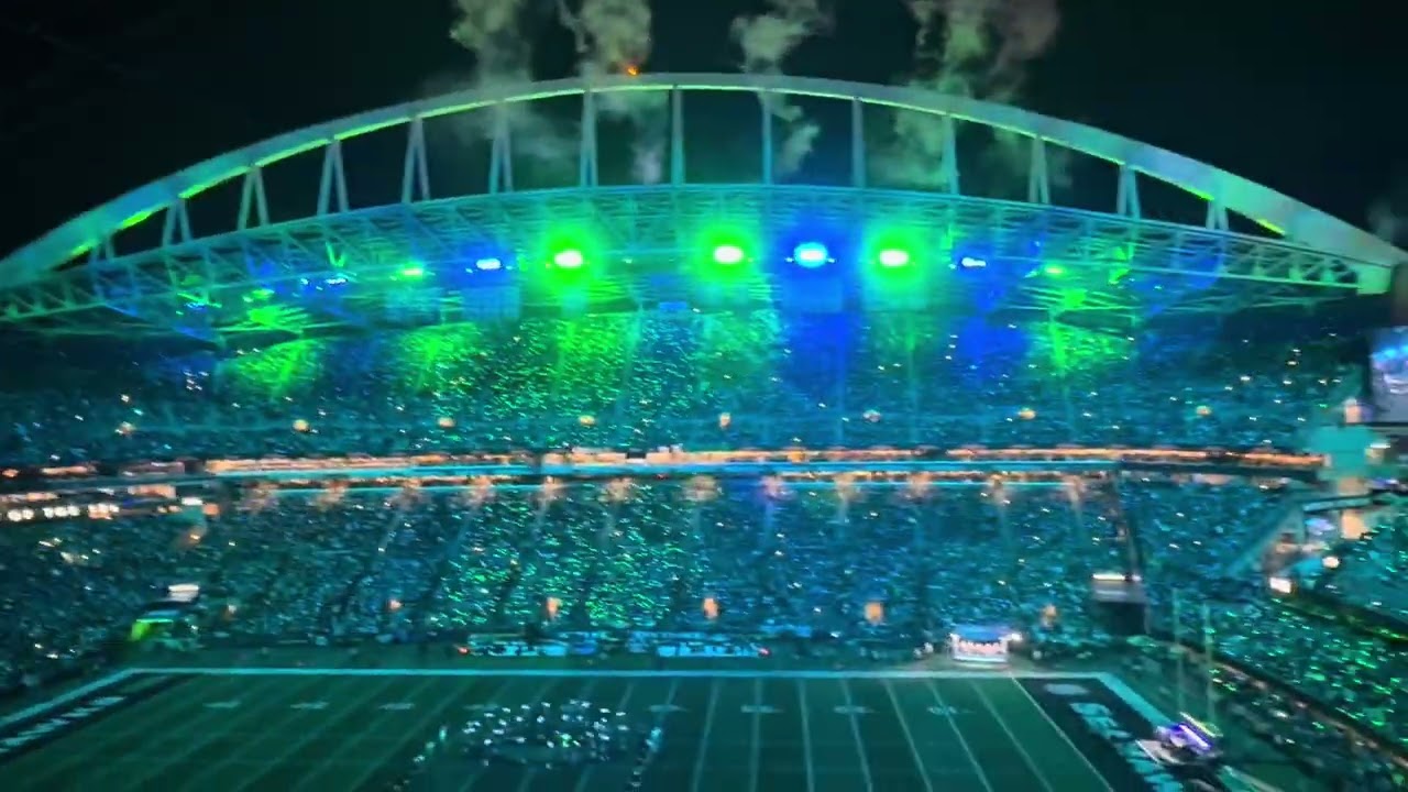 Laser Show at Seahawks Lumen Field, Football Game Seahawks vs Rams 