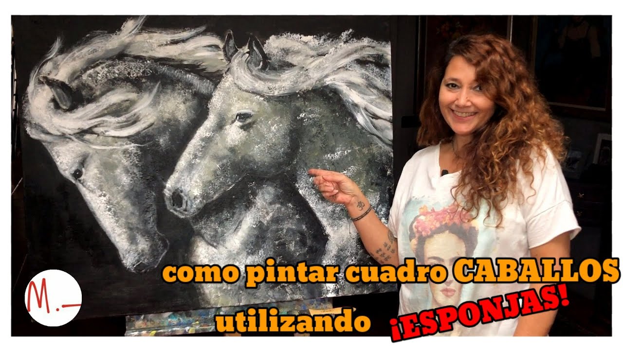 como pintar CABALLOS😍 crea tu propio CUADRO con técnicas diferentes, utiliza ESPONJAS! PASO A PASO