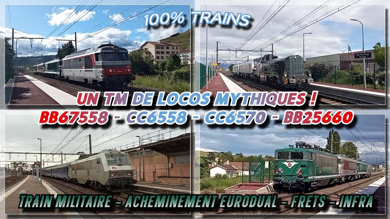 Retour des CC6558 - CC6570 - BB25660 avec la BB67558 CMR - Train militaire - FRETS - INFRA à Tain