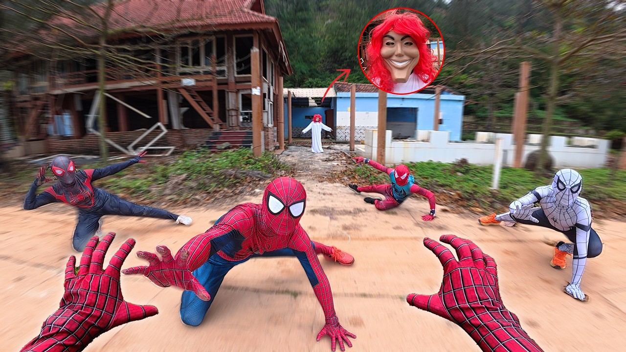6 Spider-Man Faces All Smiling Woman Dancing in an Abandoned Zone | POV Chase