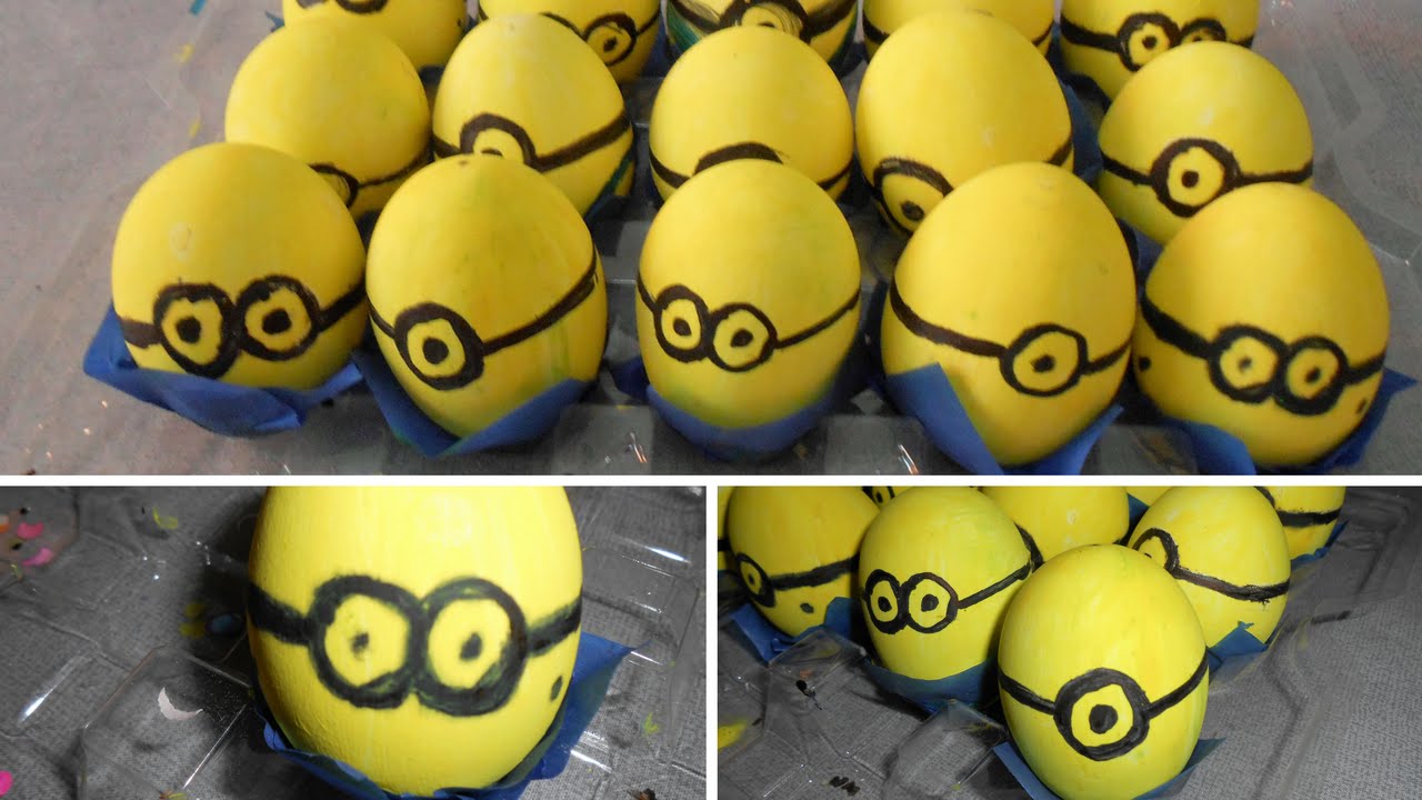 Huevos con forma de minions rellenos de confeti