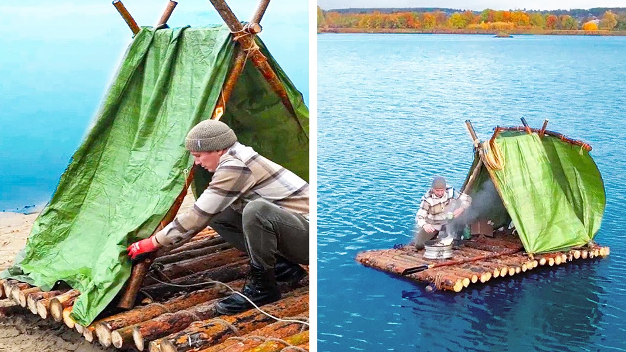 CÓMO CONSTRUIR UNA BALSA CON TRONCOS Y CUERDA || BOTES DE ACAMPAR INCREÍBLES