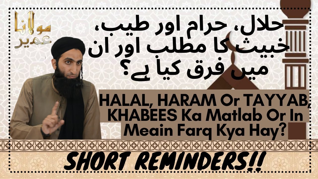 HALAL, HARAM Or TAYYAB, KHABEES Ka Matlab Or In Meain Farq Kya Hay?  | Reminders | Molana Umair