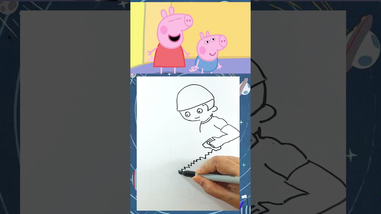 DRAW CARPENTER - Easy carpenter drawing #carpenter #drawing #peppapig #tufi #wardrobe making