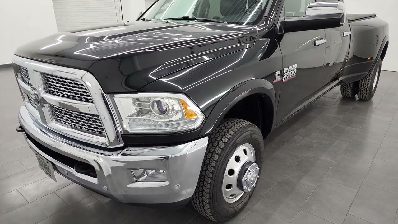 2017 RAM 3500 LARAMIE CREW LONG DIESEL HO AISIN BRILLIANT BLACK 4K WALKAROUND 13398Z SOLD!
