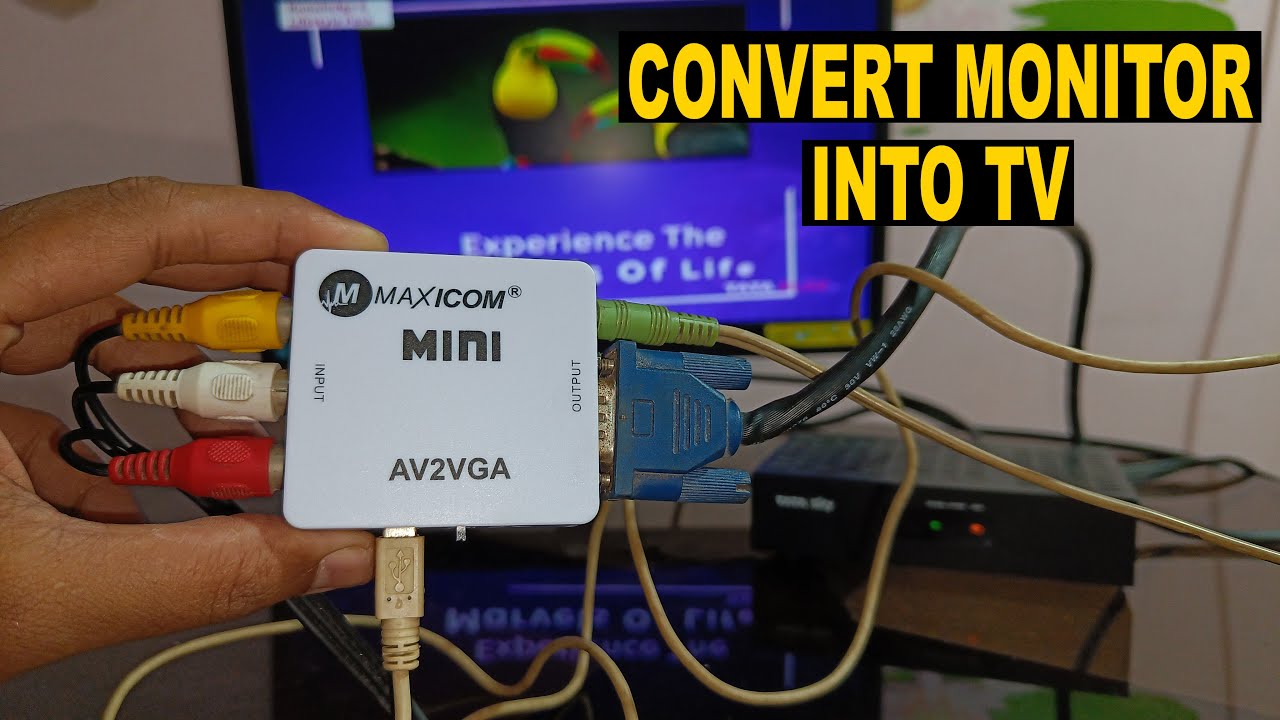 How To Convert Monitor Into TV - Mini Av to VGA Converter Unboxing