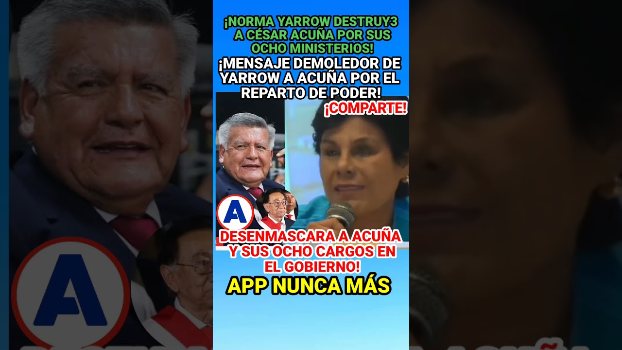 NORMA YARROW ENV&Iacute;A MENSAJE DEMOLEDOR A C&Eacute;SAR ACU&Ntilde;A POR OCUPAR OCHO MINISTERIOS EN EL GOBIERNO ACTUAL