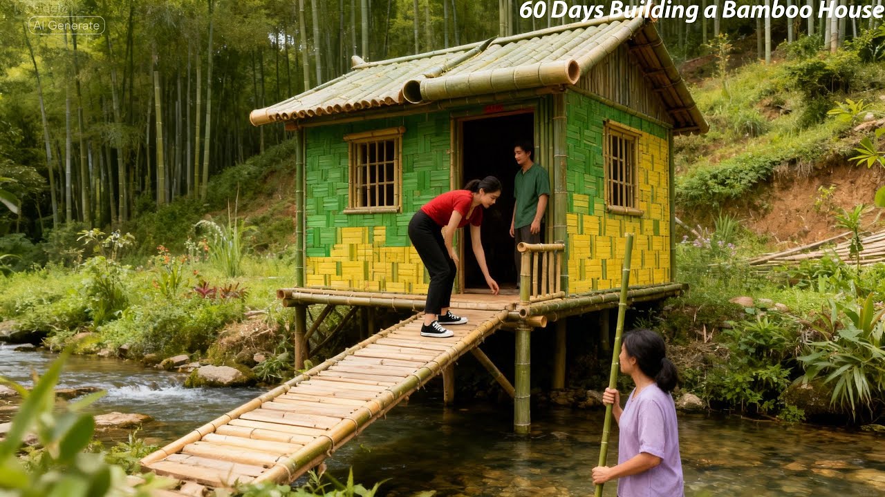 [Timelapse] Jungle Life with Two Wives 🌿 Building a Bamboo House for a New Beginning.