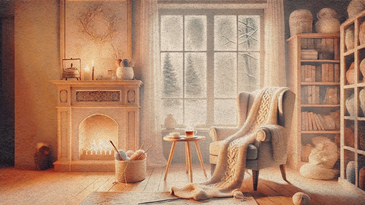 Knitting on a Winter Day 🧶 Cozy Playlist by the Fireplace