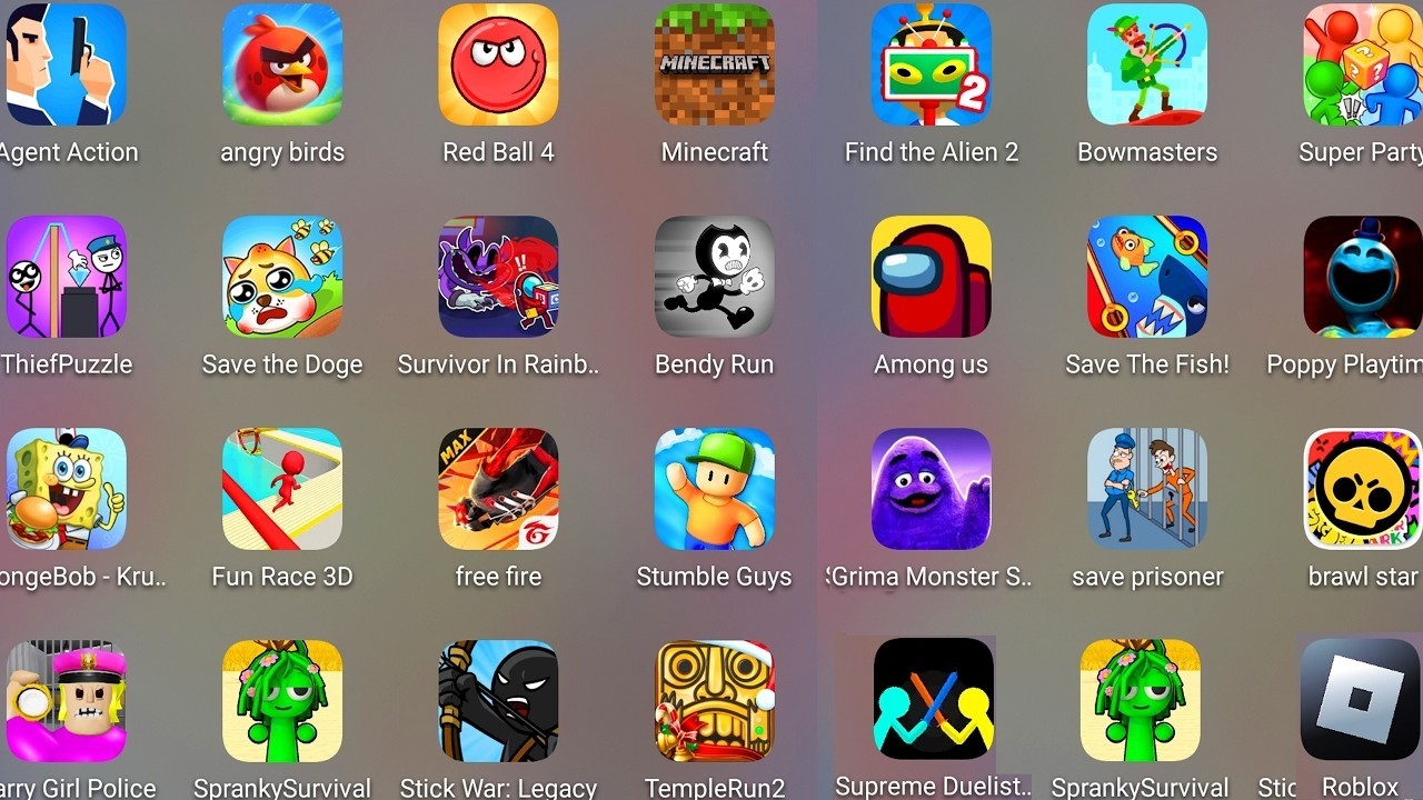 Bowmasters,StickWar Legacy,Save The Doge,Spranky Survival,Poppy Playtime 4,Save Prisoner,Minecraft..