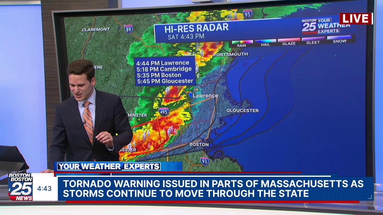 Tornado warning issued in parts of Massachusetts as storms continue to move through the state