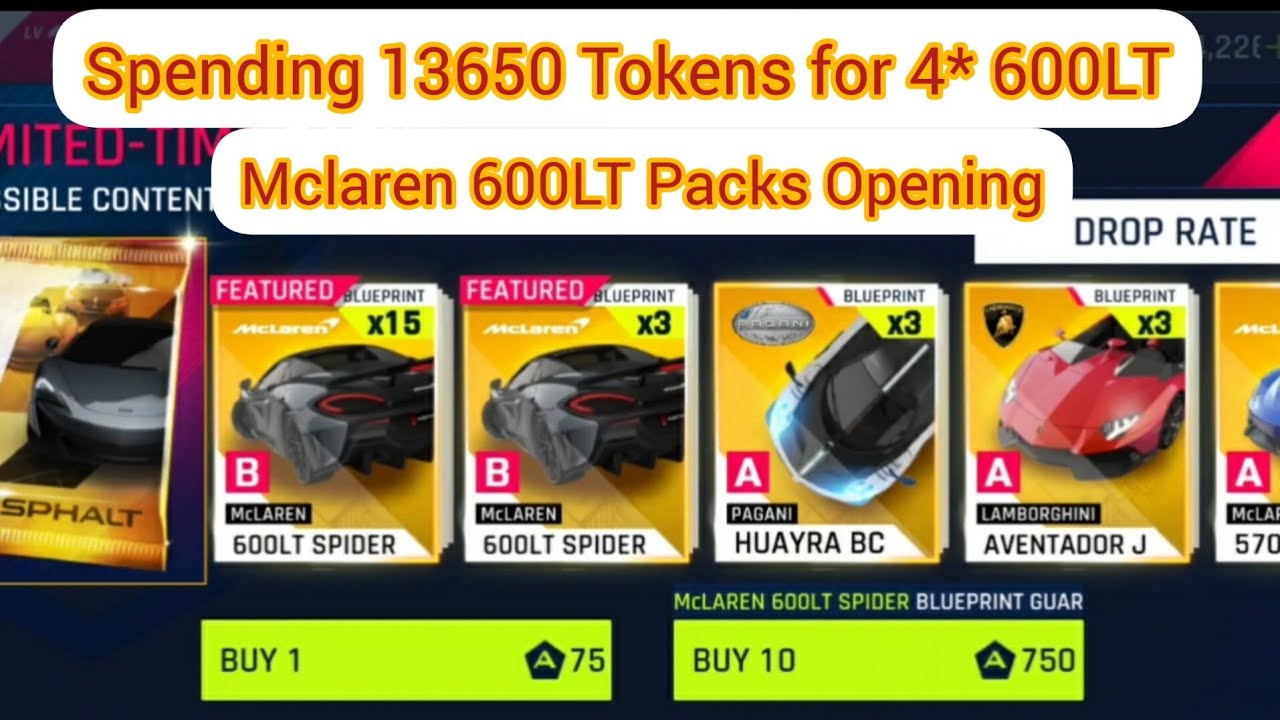 Asphalt 9 | Spending 13650 Tokens for 4⭐ McLaren 600LT