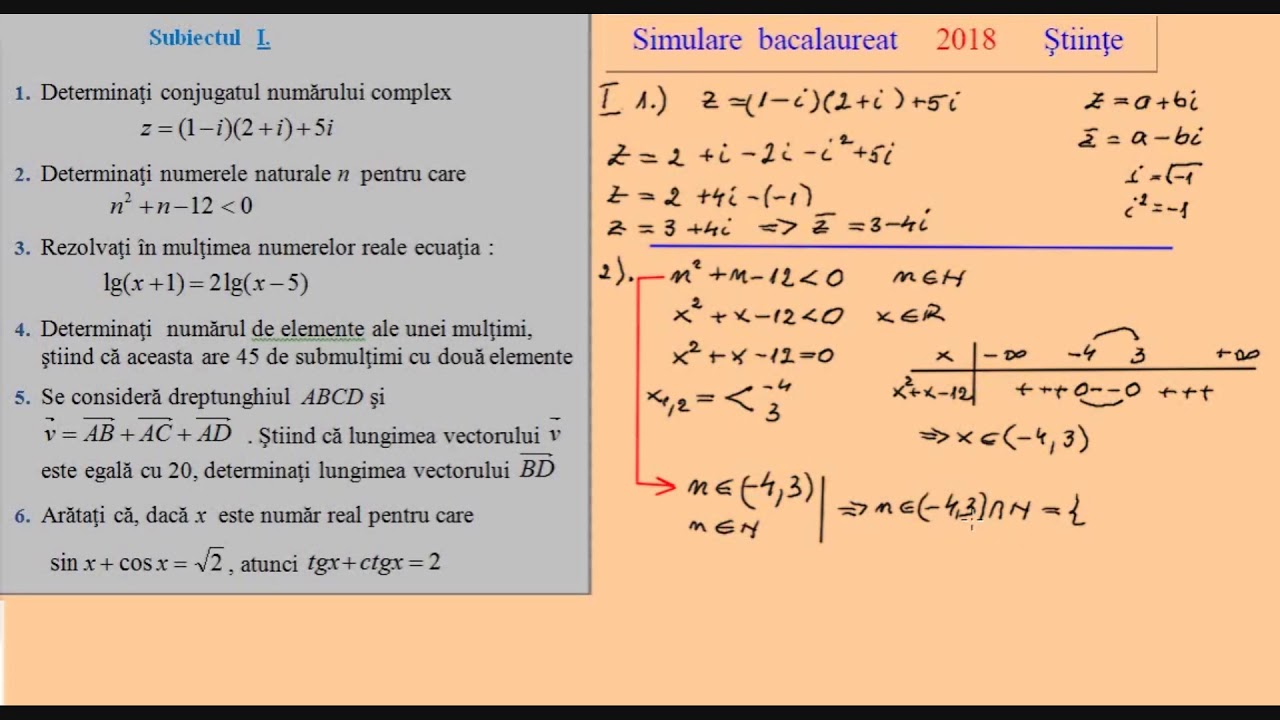 Simulare Bac 2018 Matematica - Stiintele naturii