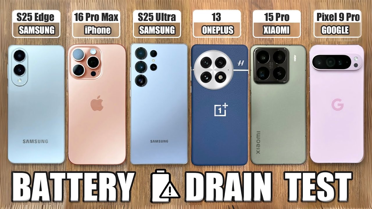 Samsung S25 Edge vs iPhone 16 Pro Max / Pixel 9 Pro / OnePlus 13 / Xiaomi 15 - BATTERY DRAIN TEST