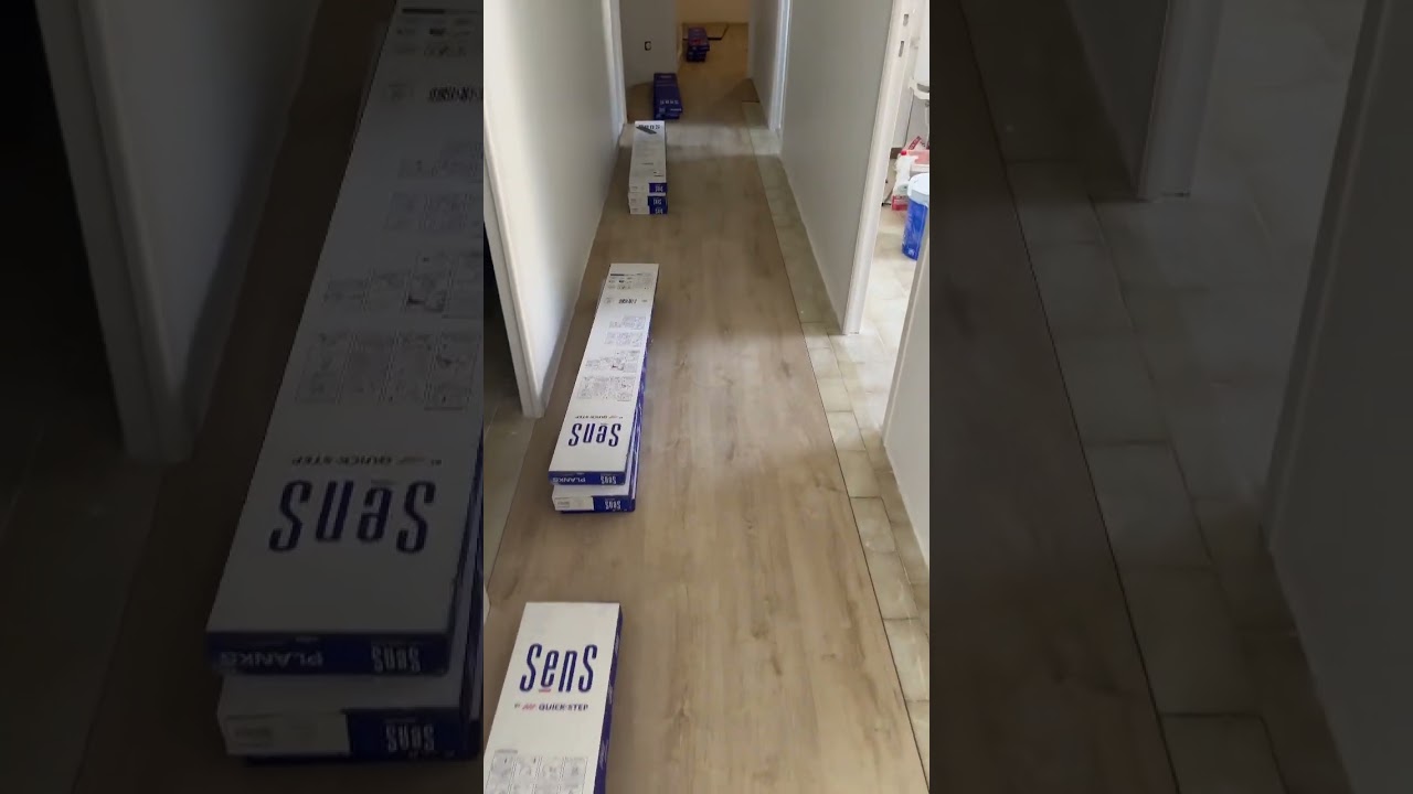 pose parquet pvc clipsable sur carrelage #maison #visitemaison #relookingcuisine #espacedetravail