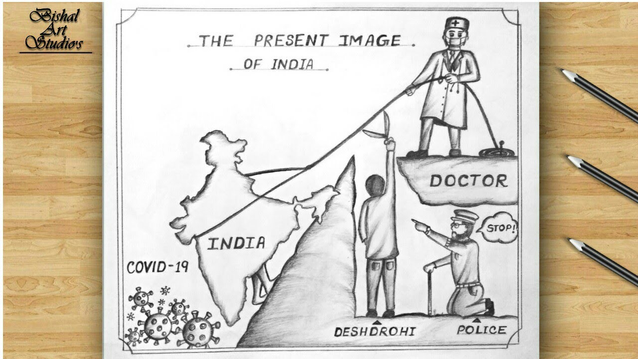 #22- Drawing Of Present Image Of India During CoronaVirus || Coronavirus Awareness Drawing
