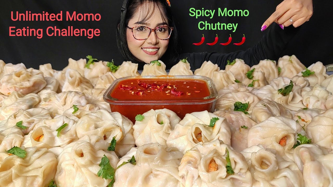 Eating Unlimited Momo Challenge with Spicy Chutney | Asmr Eating | Mukbang | Big Bites | Dumplings