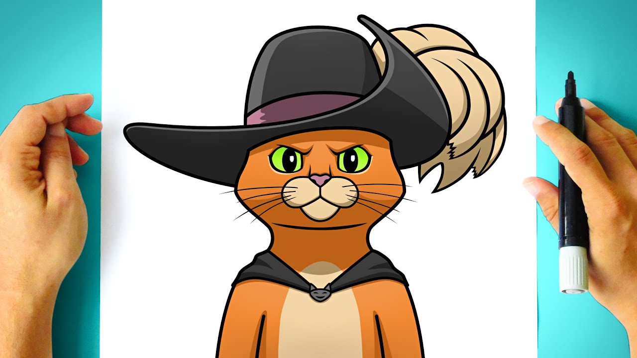Como DESENHAR o GATO de BOTAS - Como DIBUJAR el GATO CON BOTAS