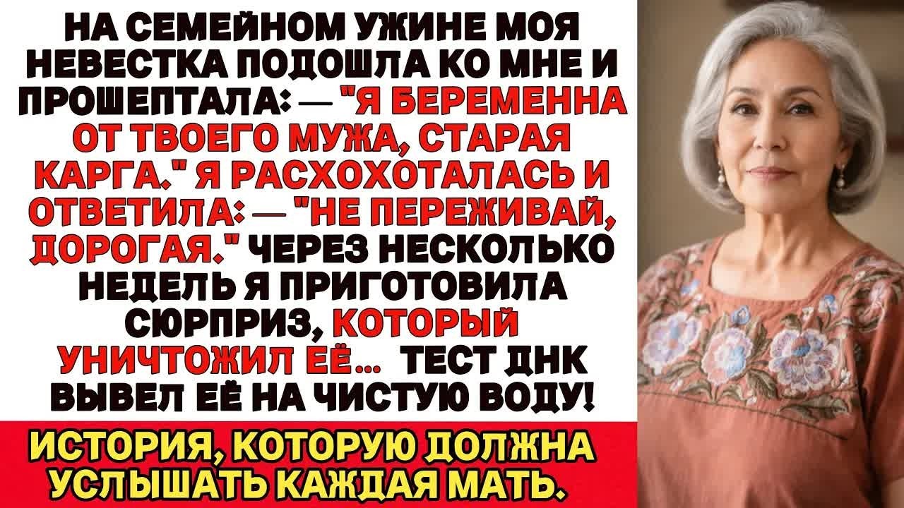 На семейном ужине моя невестка подошла ко мне и прошептала： ＂Я беременна от твоего мужа...＂