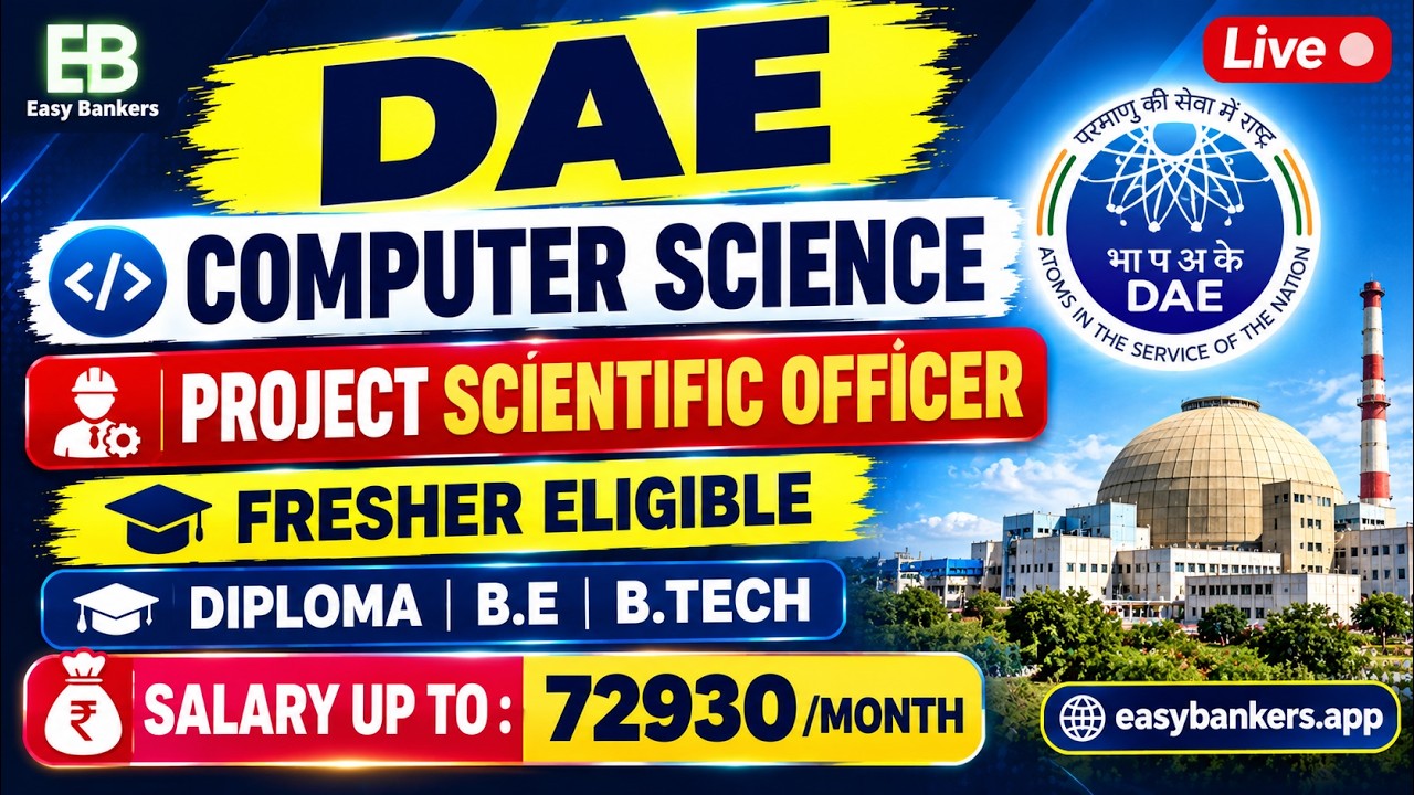 🚨 DAE Computer Science Vacancy 2026 | Project Scientific Officer Recruitment |CS/IT Fresher Vacancy 