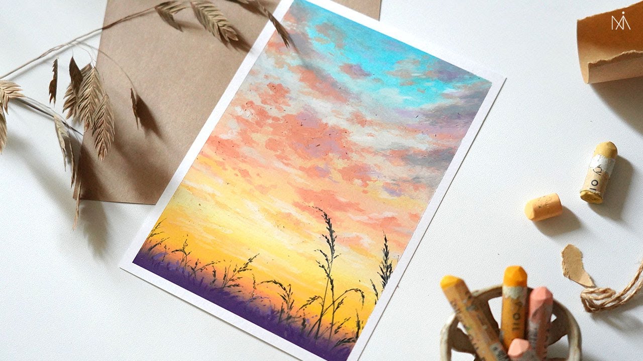 How to Draw Landscape with Oil Pastel 'reeds' : '힐링영상' 오일파스텔&색연필로 풍경화 갈대 그리기 [NIA]