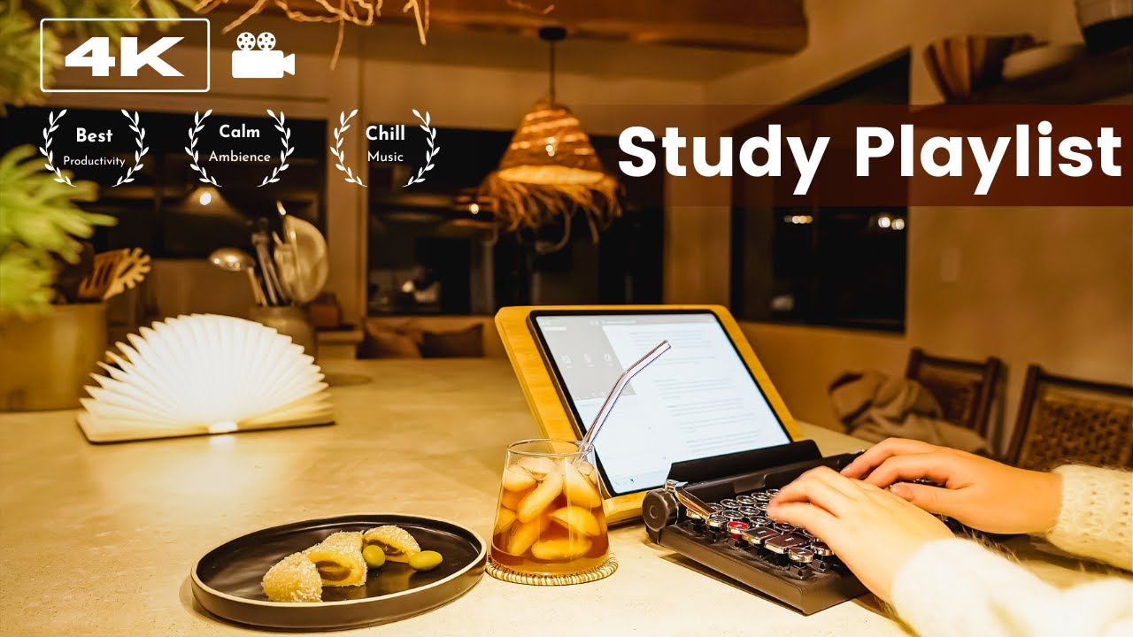 🍹 3-HOUR STUDY MUSIC PLAYLIST/ Relaxing Lofi / Cozy Evening Deep Focus Pomodoro Timer/ Study With Me
