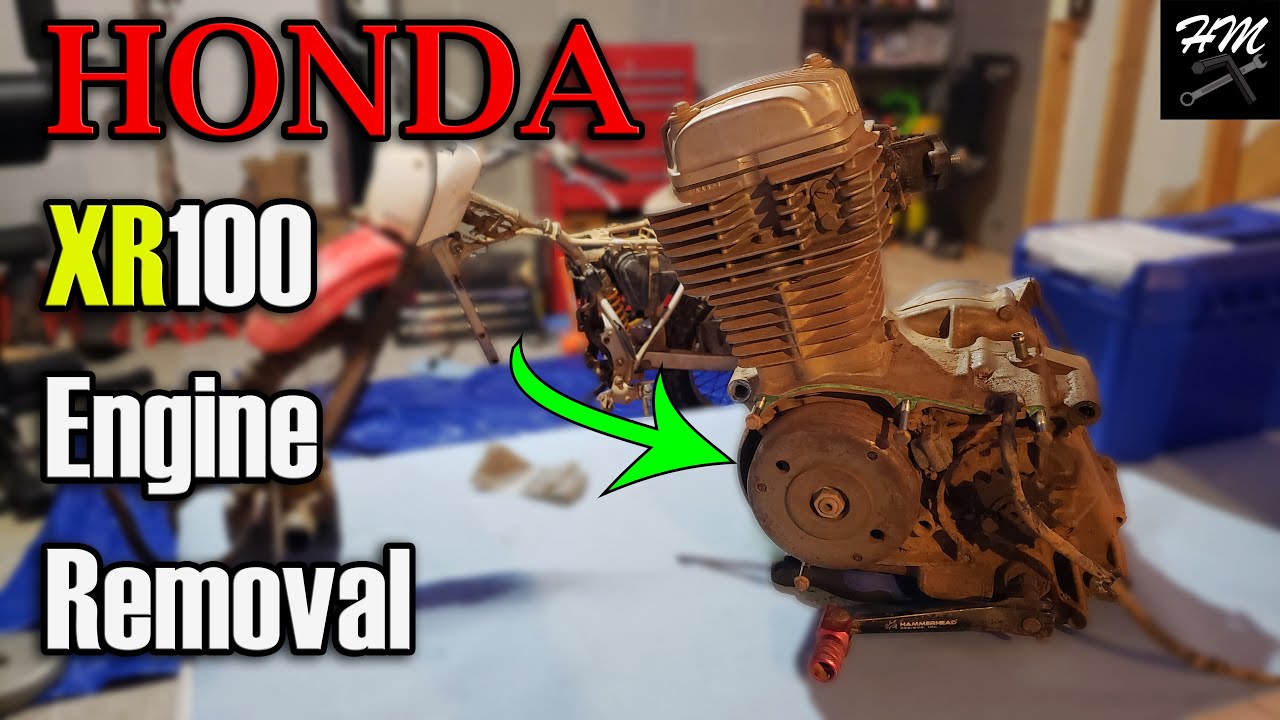 Снятие двигателя Honda XR100: бензобак, карбюратор, опоры двигателя, цепь
