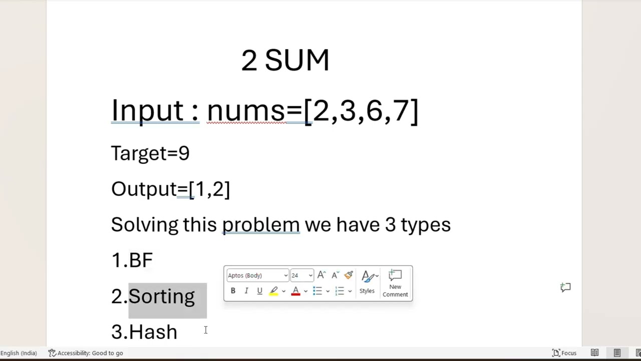 Leet Code Problem 1 Two Sum using BF method