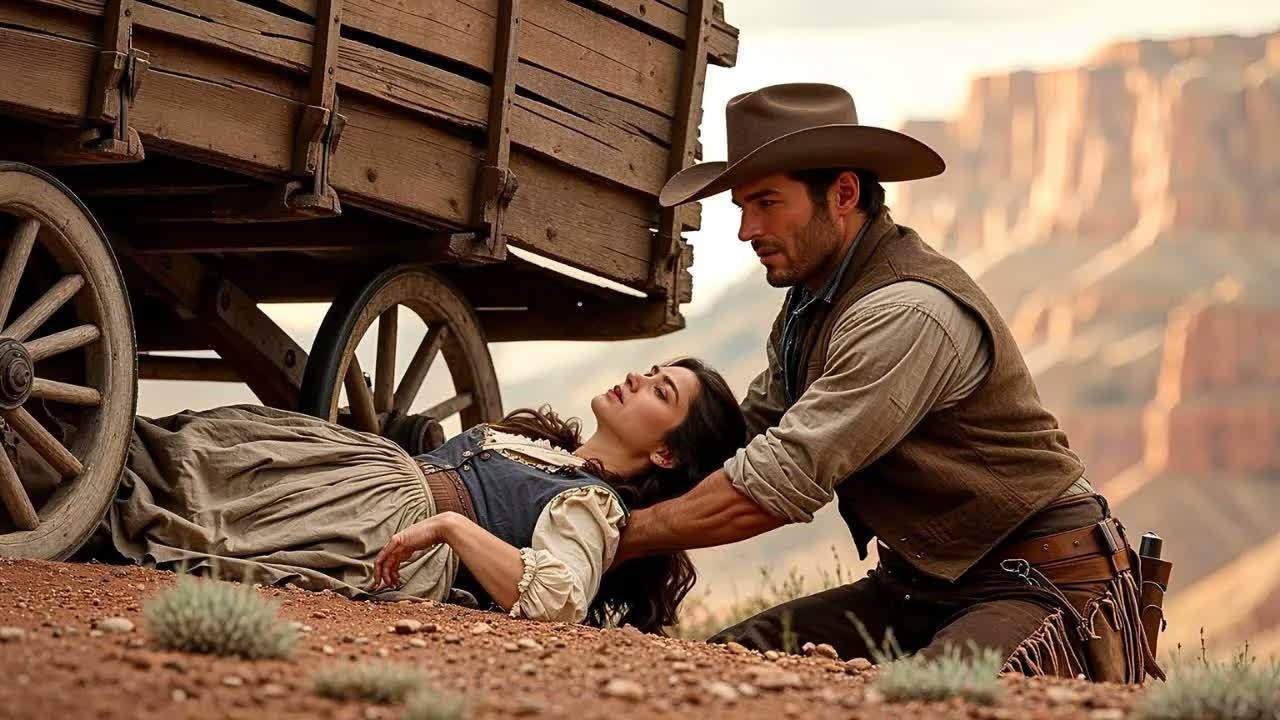 Unter einem umgekippten Wagen Atem schwand ein Cowboy hob ihn an und liebte sie ins Leben zuruck