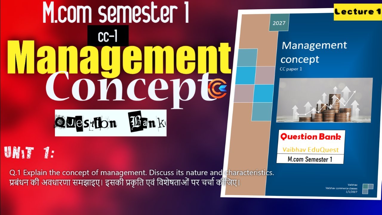 CC-1 Management Concept vvi Q.1.LNMU M.com Semester 1. Question bank. Lecture 1.