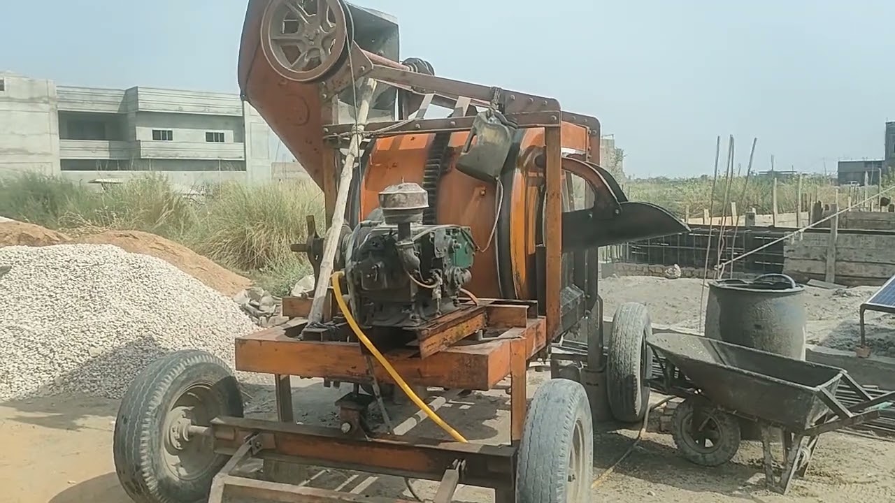 Concrete poring with mixture machine for Plinth beam 3600sft banglow SRC cement
