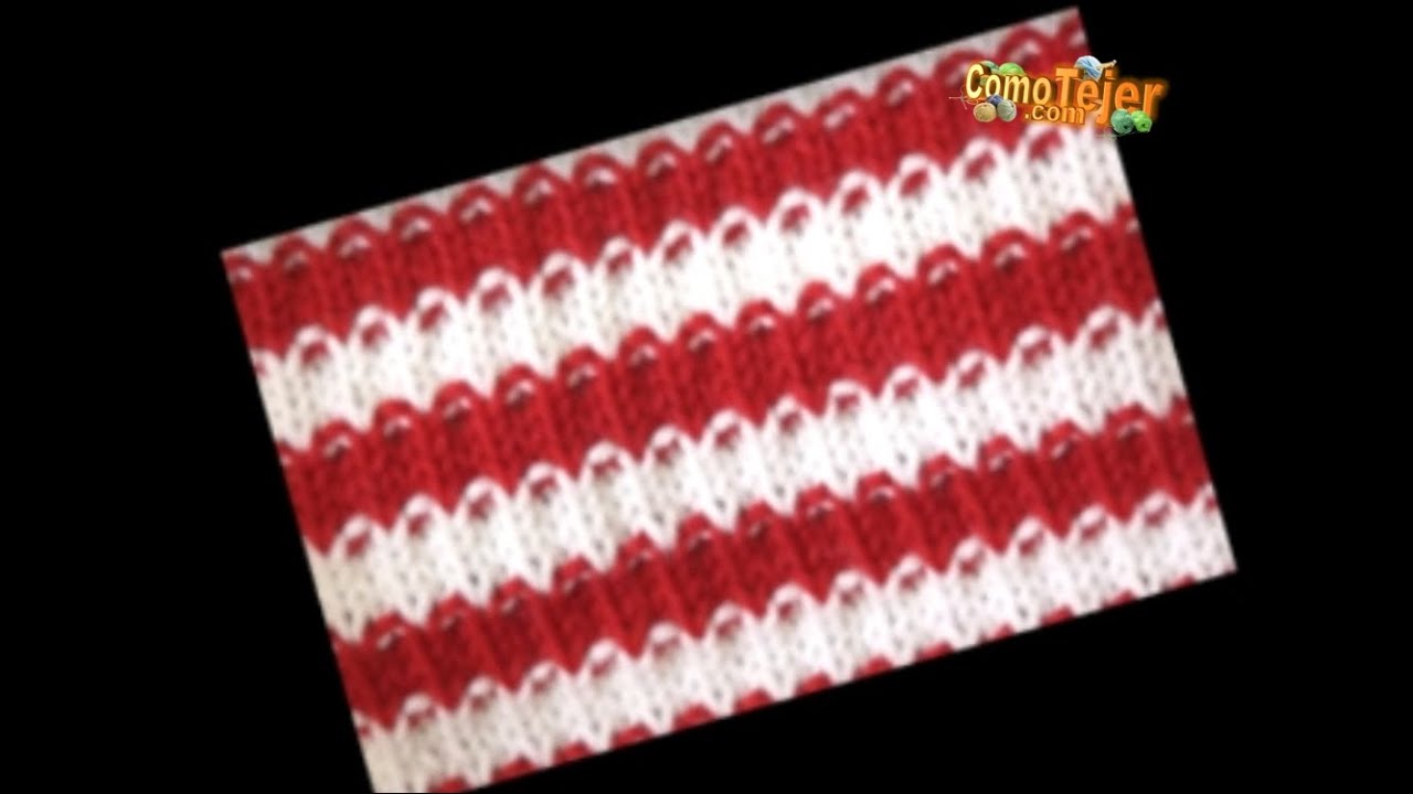 Cómo Tejer Puntada en Colores. 2 Colour Knitting Pattern. 2 agujas o palillos (667)