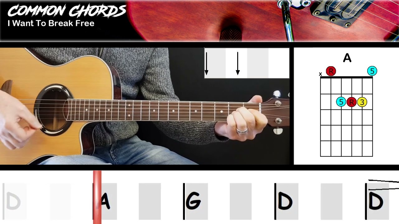 I Want To Break Free (ver2) - Queen | EASY GUITAR LESSON | Scrolling Chords & Lyrics