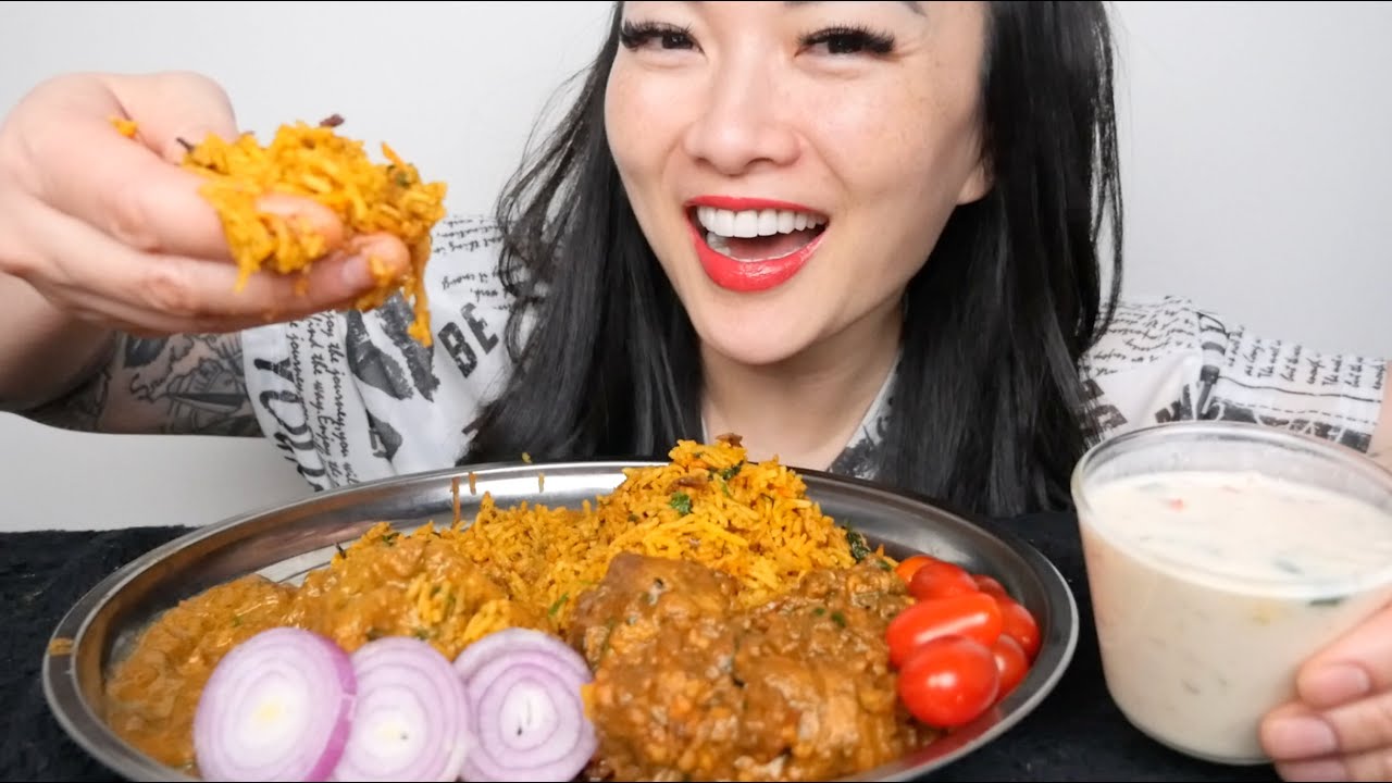 CHICKEN MASALA + CHICKEN RARA + BIRYANI RICE (ASMR EATING SOUNDS) LIGHT WHISPER | SAS-ASMR