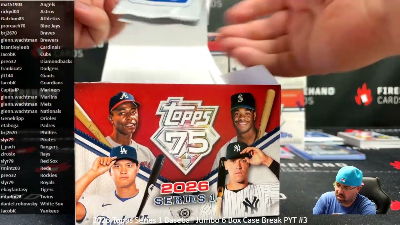 2/11/2026 2026 Topps Series 1 Baseball Jumbo 6 Box Case Break PYT #3