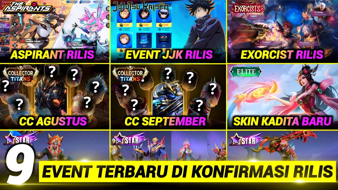 TANGGAL RILIS 9 EVENT AKAN HADIR! COLLECTOR TITAN, EXORCIST, JUJUTSU KAISEN, ASPIRANT, STARLIGHT DLL