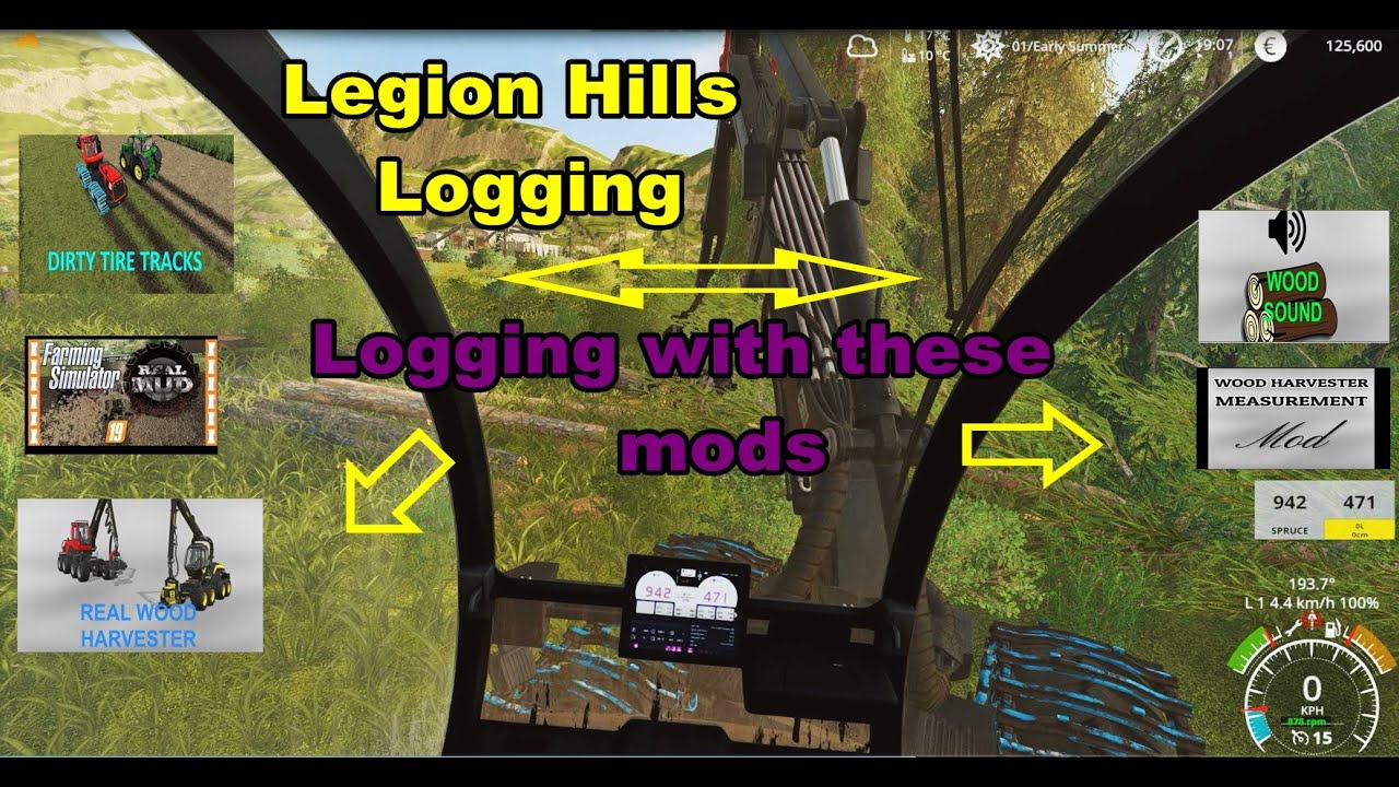 Logging with LOGSET 8H Hybrid harvester/Legion Hills/Farming Simulator19