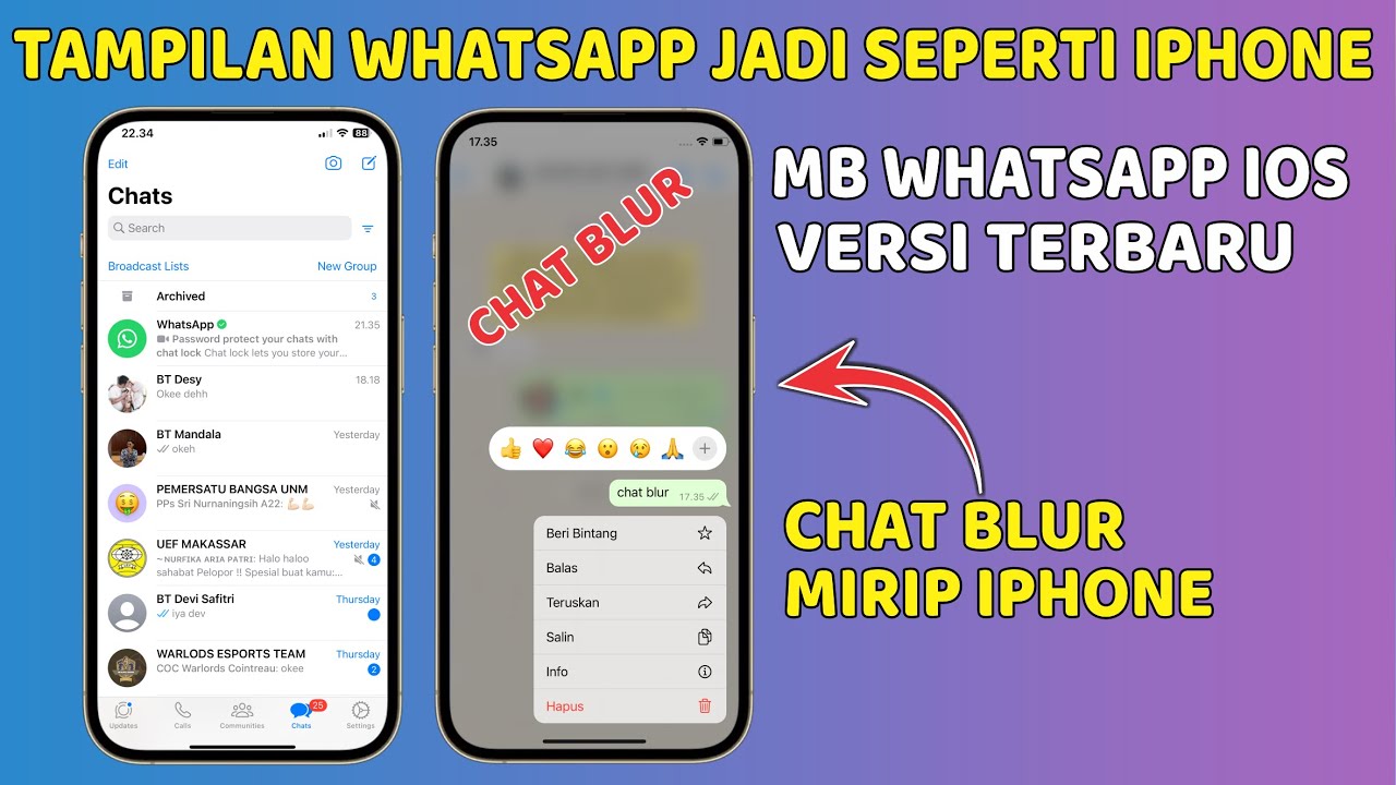 Update MB WhatsApp Edisi Chat Blur Version ⚡ Makin mirip WhatsApp iPhone Asli