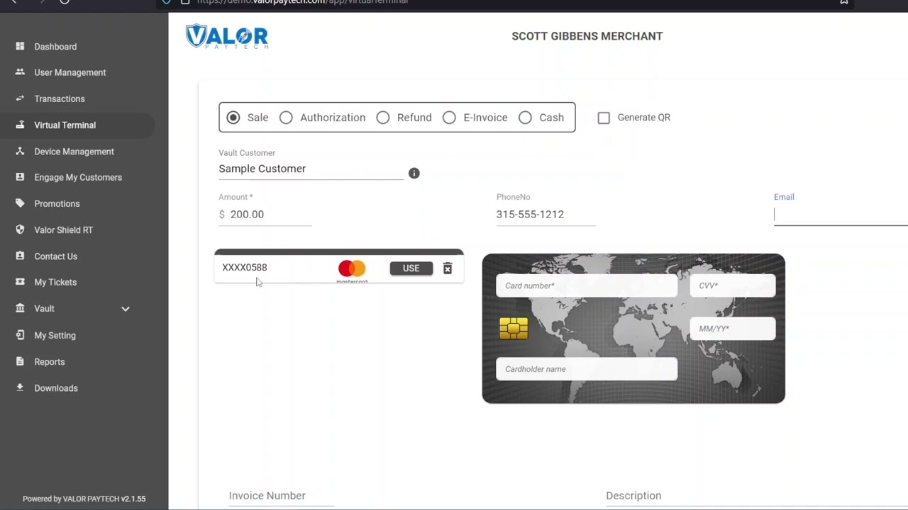 Valor Virtual Terminal - Processing a Sale Dual Pricing