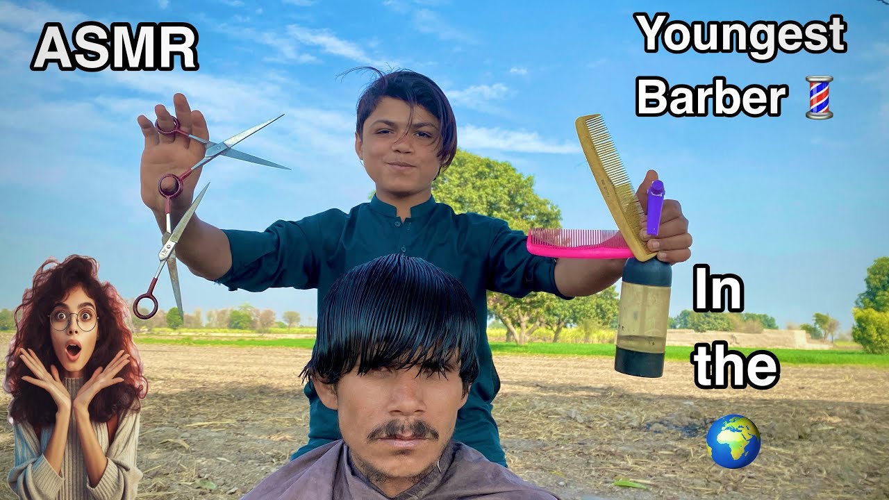 ASMR youngest Barber 💈 In the world 🗺️ | Youngest Barber ASMR: See His Skills