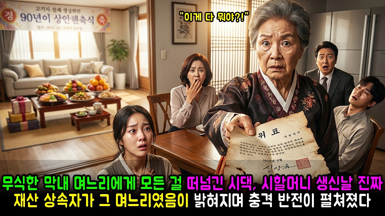 무식한 막내 며느리에게 모든 걸 떠넘긴 시댁, 시할머니 생신날 진짜 재산 상속자가 그 며느리였음이 밝혀지며 충격 반전이 펼쳐졌다