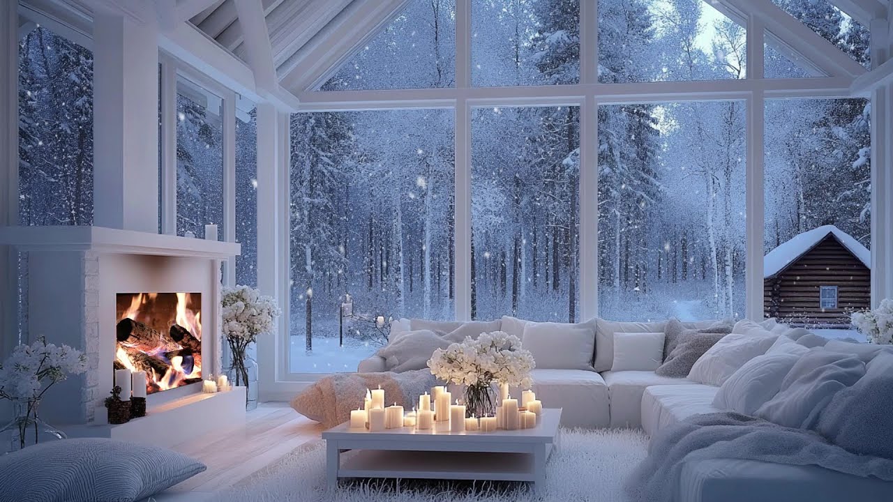 ❄️Snowy Night Piano Lounge Music | Soft Winter Ambience for 3 Hours | Calm Work Focus