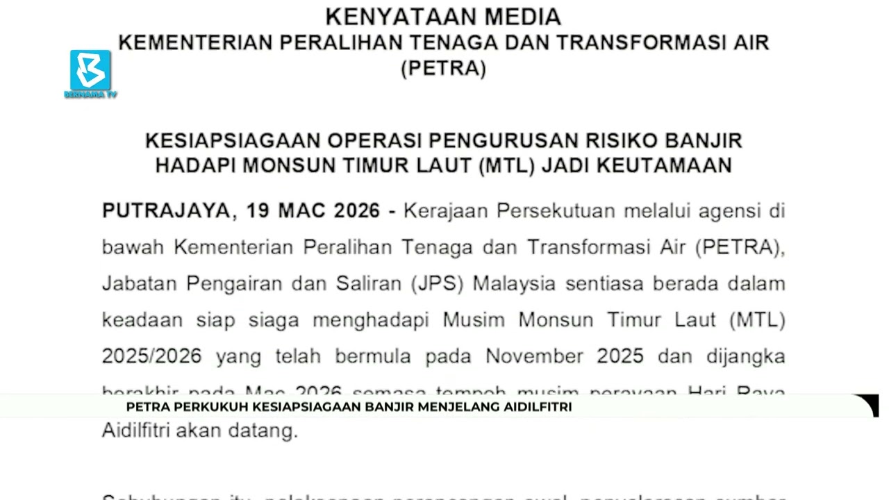 PETRA perkukuh kesiapsiagaan banjir menjelang Aidilfitri