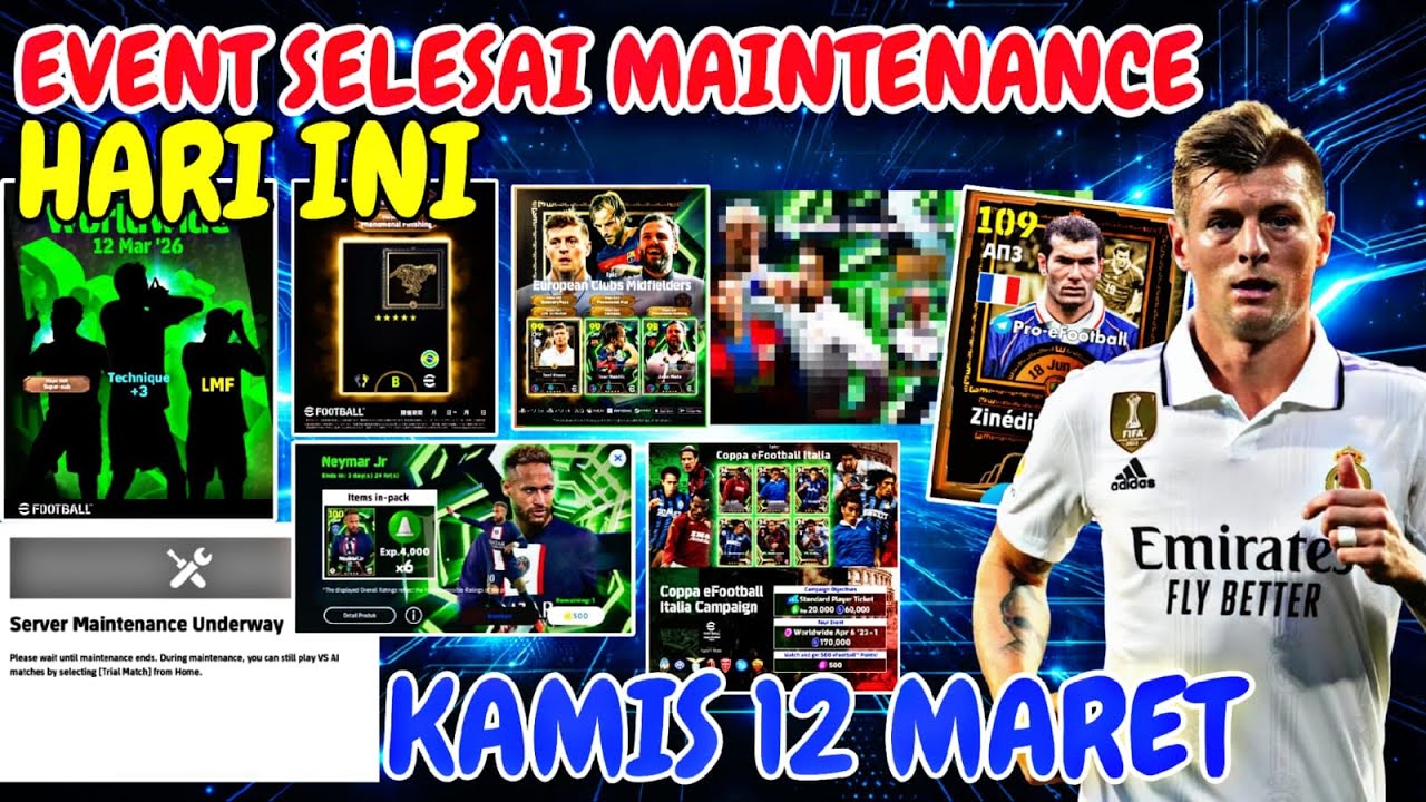 EVENT SELESAI MAINTENANCE HARI INI 12 MARET,NEW EPIC,NEW EVENT GRATIS EPIC KOIN EFOOTBALL 2026 MOBIL